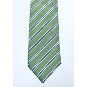 Churchs‎ Tie Green Blue White Diagonal Striped Classic Necktie Preppy Wedding